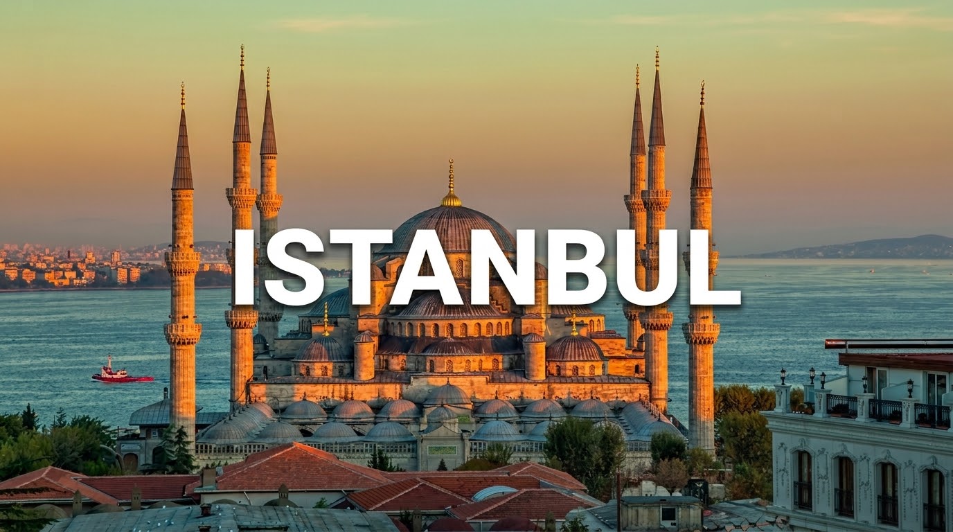 Istanbul Bosphorus view with boats and historic mosques